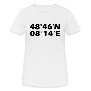 Baden-Baden Koordinaten - Frauen T-Shirt atmungsaktiv - Weiß - Vorne - AI Model Female 172 dark (172cm)