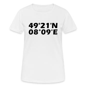Neustadt an der Weinstraße Koordinaten - Frauen T-Shirt atmungsaktiv - Weiß - Vorne - AI Model Female 172 dark (172cm)