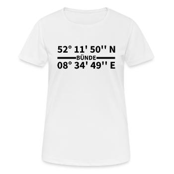 Coordonnées de frette - T-shirt respirant Femme - blanc - Devant - AI Model Female 172 dark (172cm)