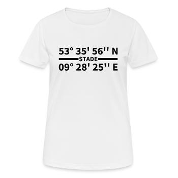 Coordonnées du stade - T-shirt respirant Femme - blanc - Devant - AI Model Female 172 dark (172cm)
