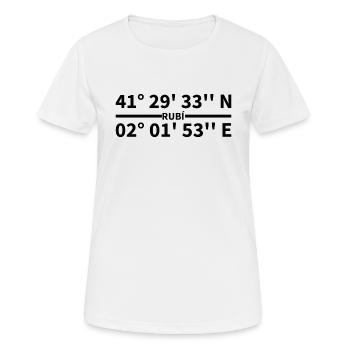 Coordonnées de Rubí - T-shirt respirant Femme - blanc - Devant - AI Model Female 172 dark (172cm)