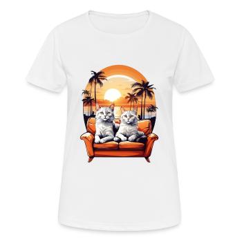 Katzen am Meer - Frauen T-Shirt atmungsaktiv - Weiß - Vorne - AI Model Female 172 dark (172cm)