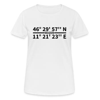 Bozen Koordinaten - Frauen T-Shirt atmungsaktiv - Weiß - Vorne - AI Model Female 172 dark (172cm)