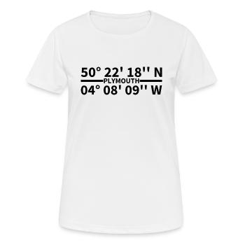 Coordonnées de Plymouth - T-shirt respirant Femme - blanc - Devant - AI Model Female 172 dark (172cm)
