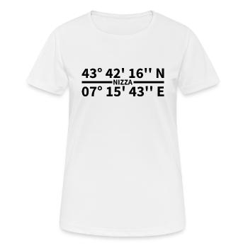 Nizza Koordinaten - Frauen T-Shirt atmungsaktiv - Weiß - Vorne - AI Model Female 172 dark (172cm)