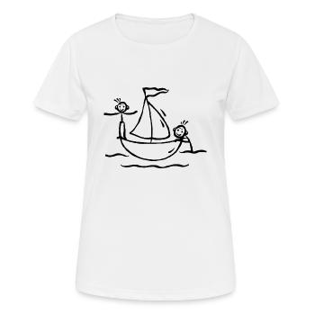 Fun sailing sailboat stick figure - Women's Breathable T-Shirt - white - Front - AI Model Female 172 dark (172cm)