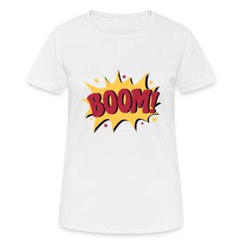 Boom - Frauen T-Shirt atmungsaktiv - Weiß - Vorne - AI Model Female 172 dark (172cm)