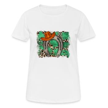 Western Horseshoe - Frauen T-Shirt atmungsaktiv - Weiß - Vorne - AI Model Female 172 dark (172cm)