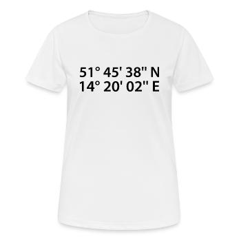 Cottbus Koordinaten - Frauen T-Shirt atmungsaktiv - Weiß - Vorne - AI Model Female 172 dark (172cm)