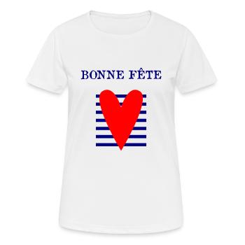 BONNE FÊTE. FÊTE DES MÈRES. FÊTE DES PÈRES. FÊTE - T-shirt respirant Femme - blanc - Devant - AI Model Female 172 dark (172cm)