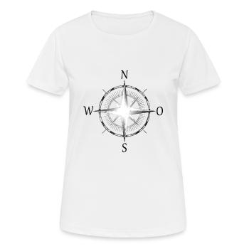 Directions de la boussole d'aventure brillant - T-shirt respirant Femme - blanc - Devant - AI Model Female 172 dark (172cm)