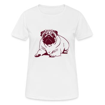Pug - lying - Women's Breathable T-Shirt - white - Front - AI Model Female 172 dark (172cm)