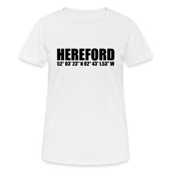 Hereford Koordinaten - Frauen T-Shirt atmungsaktiv - Weiß - Vorne - AI Model Female 172 dark (172cm)