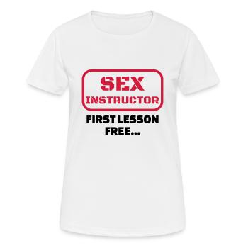 sexe / drague / seduction / fête / sexy / sex - T-shirt respirant Femme - blanc - Devant - AI Model Female 172 dark (172cm)