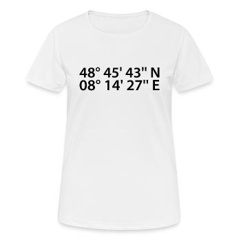 Baden-Baden Koordinaten - Frauen T-Shirt atmungsaktiv - Weiß - Vorne - AI Model Female 172 dark (172cm)