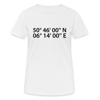 Stolberg (Rheinland) Koordinaten - Frauen T-Shirt atmungsaktiv - Weiß - Vorne - AI Model Female 172 dark (172cm)