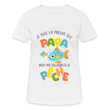 papa pêche pêcheur naissance bébé nourrisson - T-shirt respirant Femme - blanc - Devant - AI Model Female 172 dark (172cm)