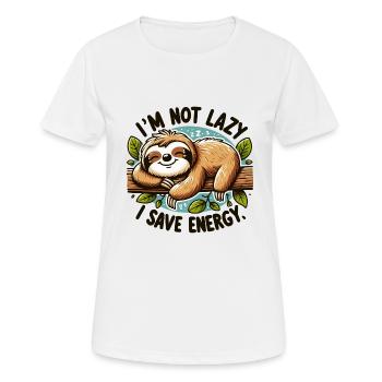 Je ne suis pas paresseux – j’économise de l’énergie - T-shirt respirant Femme - blanc - Devant - AI Model Female 172 dark (172cm)