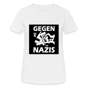 Gegen nazis - Frauen T-Shirt atmungsaktiv - Weiß - Vorne - AI Model Female 172 dark (172cm)