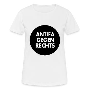 Antifa gegen rechts - Frauen T-Shirt atmungsaktiv - Weiß - Vorne - AI Model Female 172 dark (172cm)