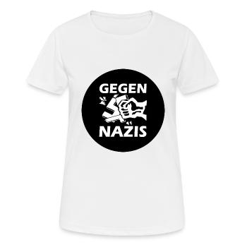 Gegen nazis - Frauen T-Shirt atmungsaktiv - Weiß - Vorne - AI Model Female 172 dark (172cm)