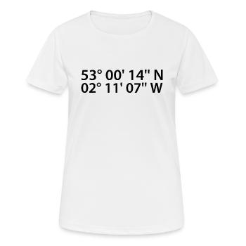 Coordonnées de Stoke-on-Trent - T-shirt respirant Femme - blanc - Devant - AI Model Female 172 dark (172cm)