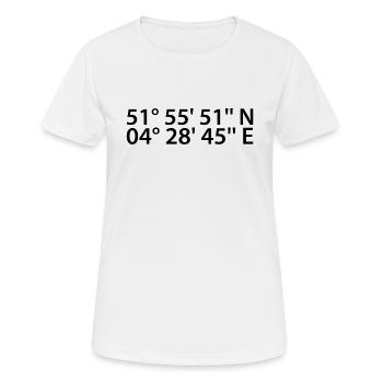 Rotterdam Koordinaten - Frauen T-Shirt atmungsaktiv - Weiß - Vorne - AI Model Female 172 dark (172cm)
