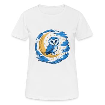 Eule Mond Sterne Nachthimmel - Frauen T-Shirt atmungsaktiv - Weiß - Vorne - AI Model Female 172 dark (172cm)