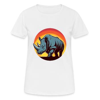 nashorn sunset rund - Frauen T-Shirt atmungsaktiv - Weiß - Vorne - AI Model Female 172 dark (172cm)