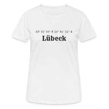 Coordonnées de Lübeck - T-shirt respirant Femme - blanc - Devant - AI Model Female 172 dark (172cm)