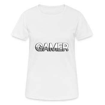 GAMER - Gaming - Frauen T-Shirt atmungsaktiv - Weiß - Vorne - AI Model Female 172 dark (172cm)