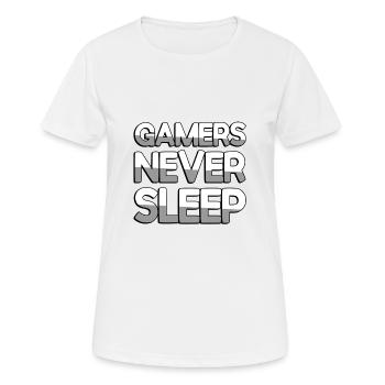 GAMERS NEVER SLEEP - Gaming - Women's Breathable T-Shirt - white - Front - AI Model Female 172 dark (172cm)