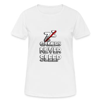 GAMERS NEVER SLEEP - Gaming - Women's Breathable T-Shirt - white - Front - AI Model Female 172 dark (172cm)
