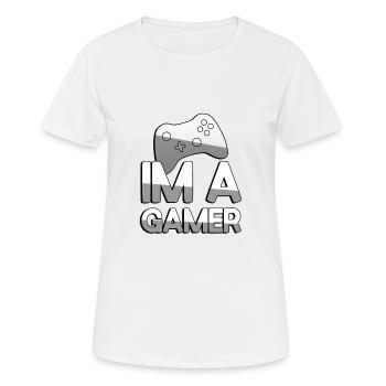 IM A GAMER + Controller - Gaming - Frauen T-Shirt atmungsaktiv - Weiß - Vorne - AI Model Female 172 dark (172cm)