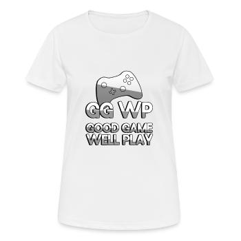 GG WP GOOD GAME WELL PLAY + Controller - Gaming - Frauen T-Shirt atmungsaktiv - Weiß - Vorne - AI Model Female 172 dark (172cm)