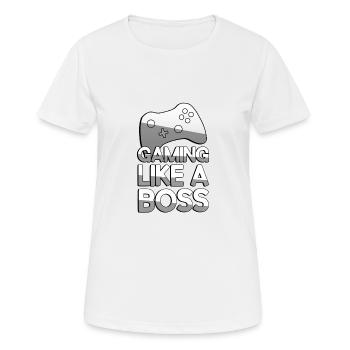 GAMING LIKE A BOSS + Controller - Gaming - Frauen T-Shirt atmungsaktiv - Weiß - Vorne - AI Model Female 172 dark (172cm)