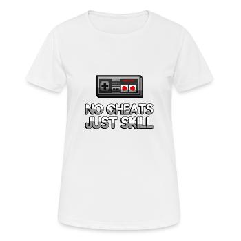NO CHEATS JUST SKILL + NES Controller - Gaming - Women's Breathable T-Shirt - white - Front - AI Model Female 172 dark (172cm)