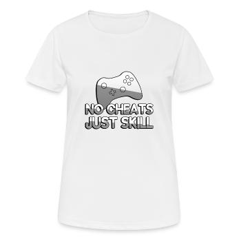 NO CHEATS JUST SKILL + Controller - Gaming - Women's Breathable T-Shirt - white - Front - AI Model Female 172 dark (172cm)