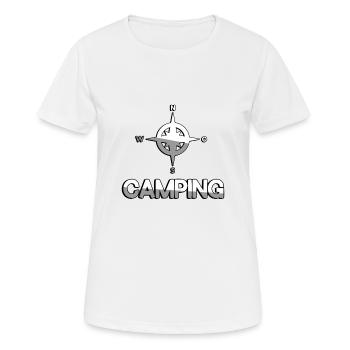 CAMPING + Kompass - Camping - Frauen T-Shirt atmungsaktiv - Weiß - Vorne - AI Model Female 172 dark (172cm)
