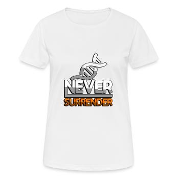 NEVER SURRENDER (Orange) + DNA - Gaming - Frauen T-Shirt atmungsaktiv - Weiß - Vorne - AI Model Female 172 dark (172cm)