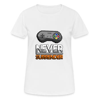 NEVER SURRENDER (Orange)+ SNES Controller - Gaming - Frauen T-Shirt atmungsaktiv - Weiß - Vorne - AI Model Female 172 dark (172cm)