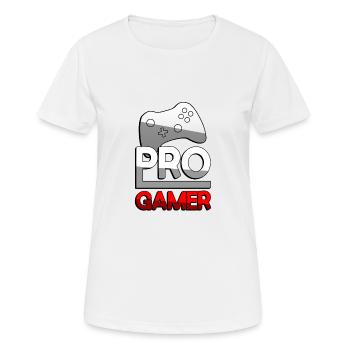 PRO GAMER (Rot) + Controller - Gaming - Frauen T-Shirt atmungsaktiv - Weiß - Vorne - AI Model Female 172 dark (172cm)