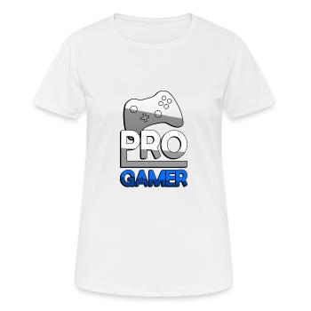 PRO GAMER (Blau) + Controller - Gaming - Frauen T-Shirt atmungsaktiv - Weiß - Vorne - AI Model Female 172 dark (172cm)