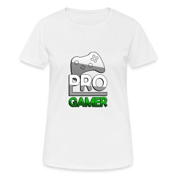PRO GAMER (Grün) + Controller - Gaming - Frauen T-Shirt atmungsaktiv - Weiß - Vorne - AI Model Female 172 dark (172cm)