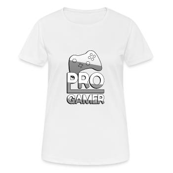 PRO GAMER (Weiß) + Controller - Gaming - Frauen T-Shirt atmungsaktiv - Weiß - Vorne - AI Model Female 172 dark (172cm)