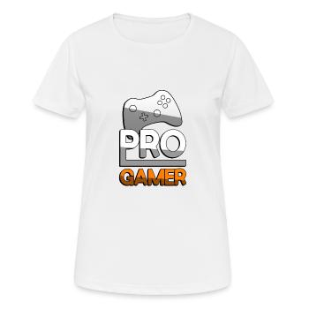 PRO GAMER (Orange) + Contrôleur - Jeux - T-shirt respirant Femme - blanc - Devant - AI Model Female 172 dark (172cm)