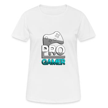 PRO GAMER (Türkis) + Controller - Gaming - Frauen T-Shirt atmungsaktiv - Weiß - Vorne - AI Model Female 172 dark (172cm)