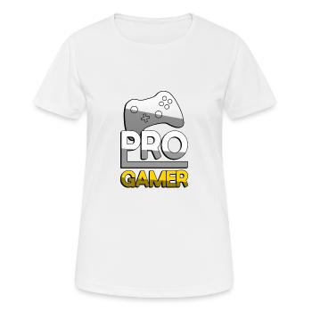 PRO GAMER (Jaune) + Manette - Jeux - T-shirt respirant Femme - blanc - Devant - AI Model Female 172 dark (172cm)