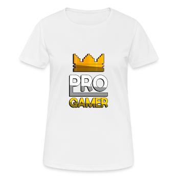 PRO GAMER (Gelb) + King Crown - Gaming - Frauen T-Shirt atmungsaktiv - Weiß - Vorne - AI Model Female 172 dark (172cm)