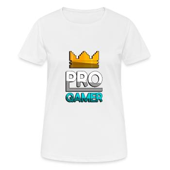 PRO GAMER (Türkis) + King Crown - Gaming - Frauen T-Shirt atmungsaktiv - Weiß - Vorne - AI Model Female 172 dark (172cm)